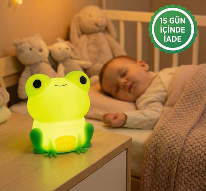 silikon kurbağa gece lambası
